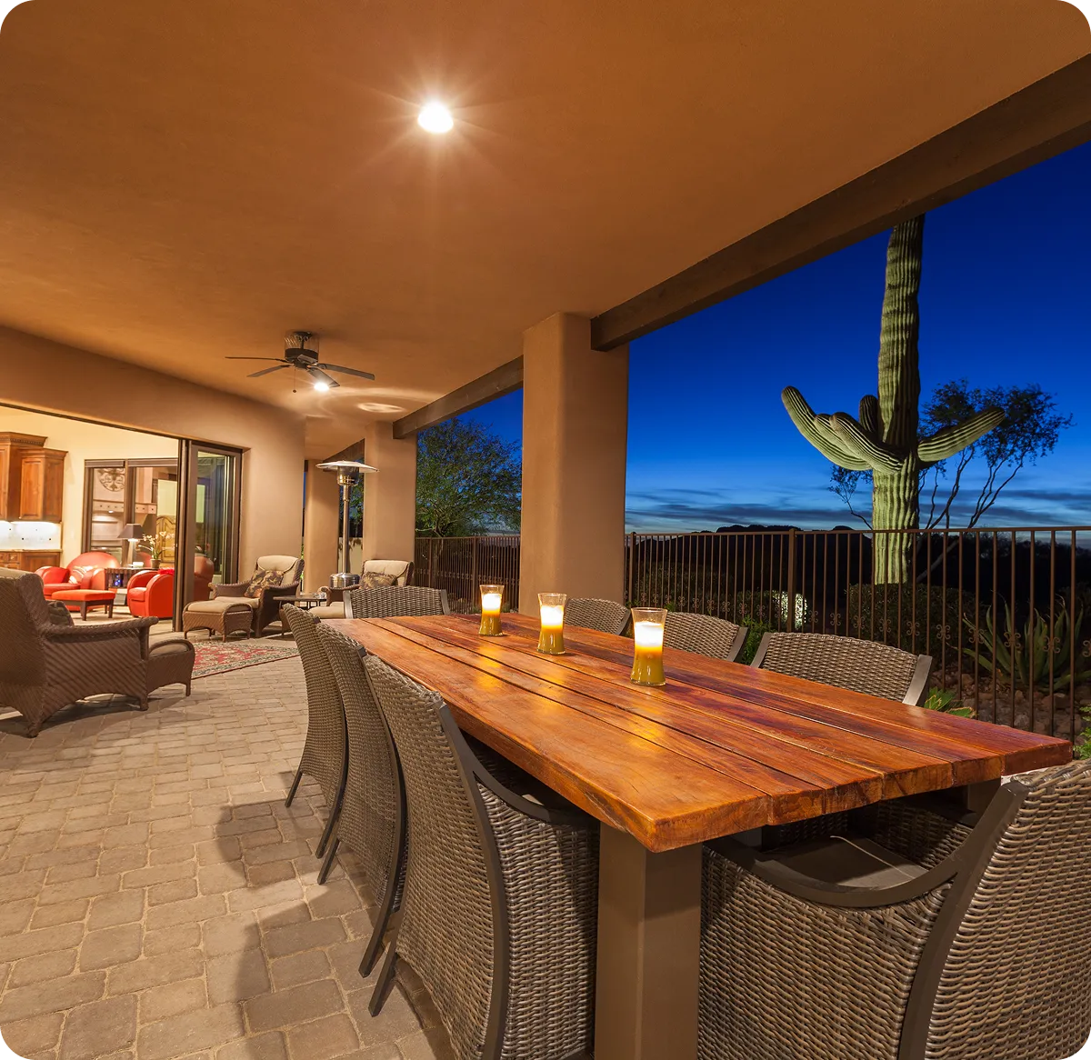 Evening desert view from patio